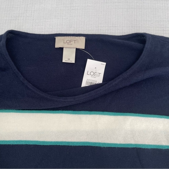 NWT Loft Pullover Stripped Lightweight Knit Sweater. Size M - Picture 3 of 7